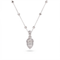 Silver Textured Acorn Pendant Necklace