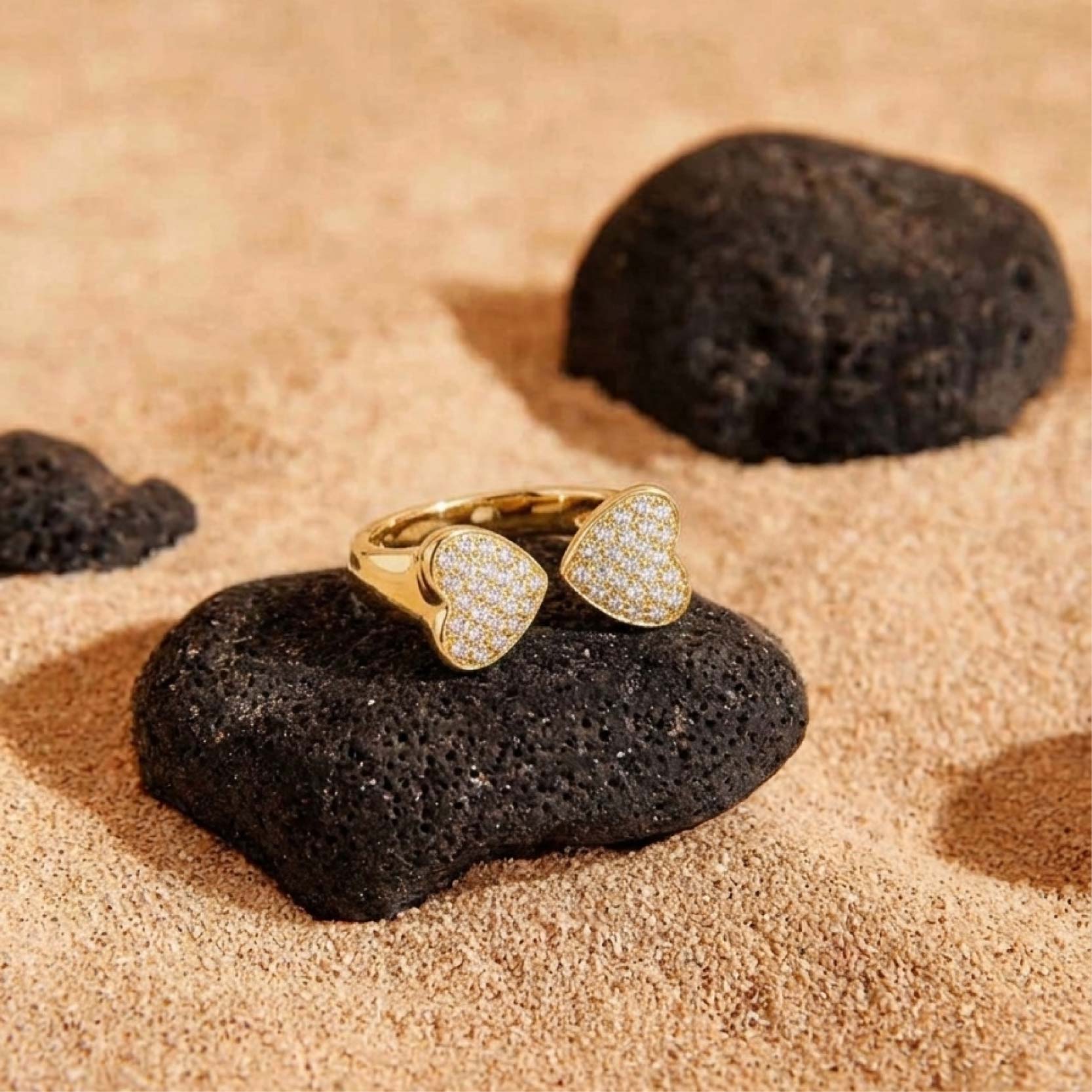 Double Heart Full-Set Ring
