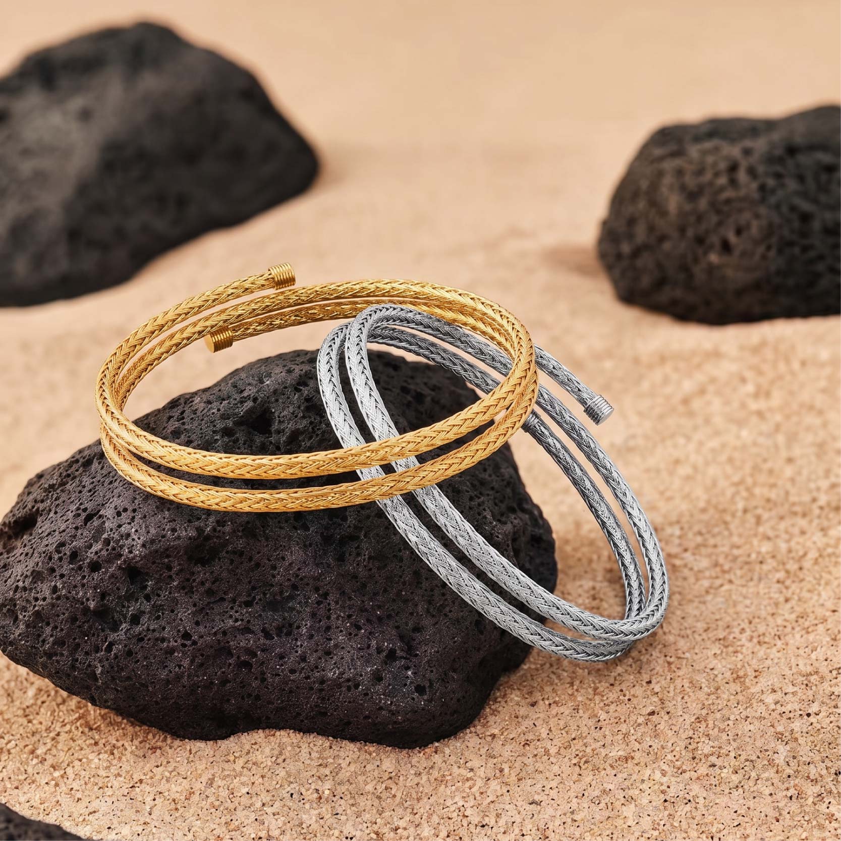 Italian Double Wrap Cuff Bangle