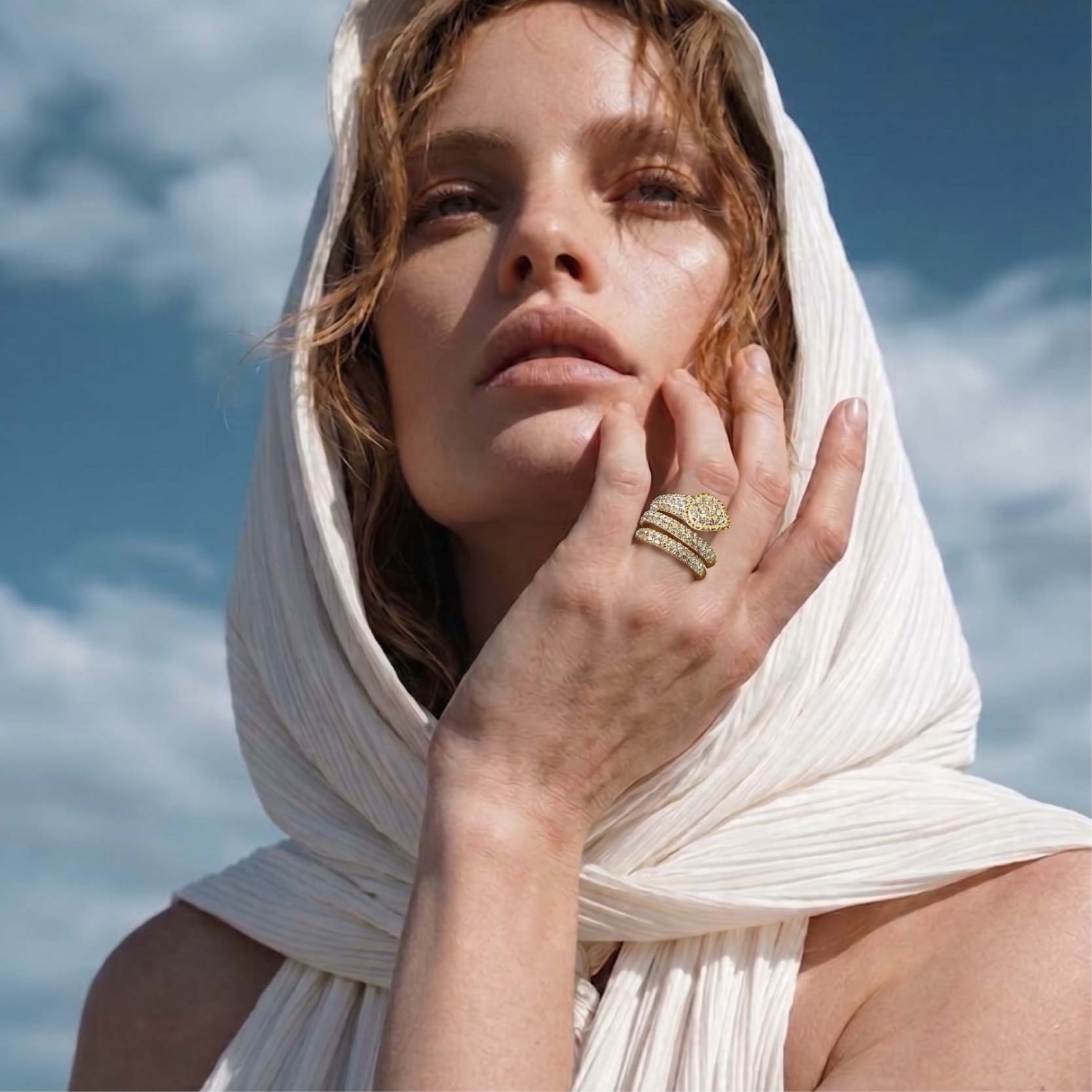 Pavé Snake Wrap Ring