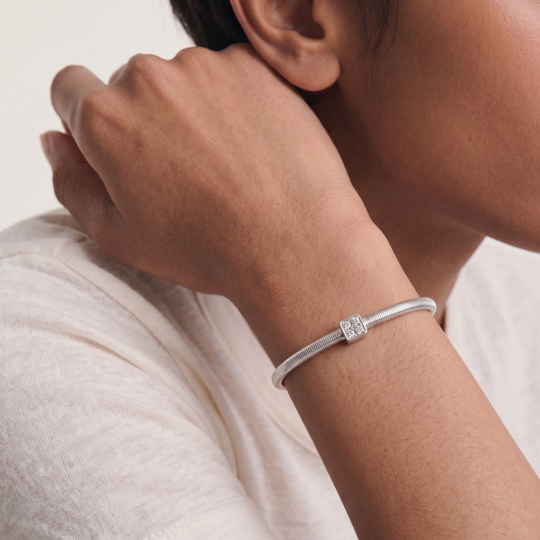 CZ Single Station Bangle Bracelet
