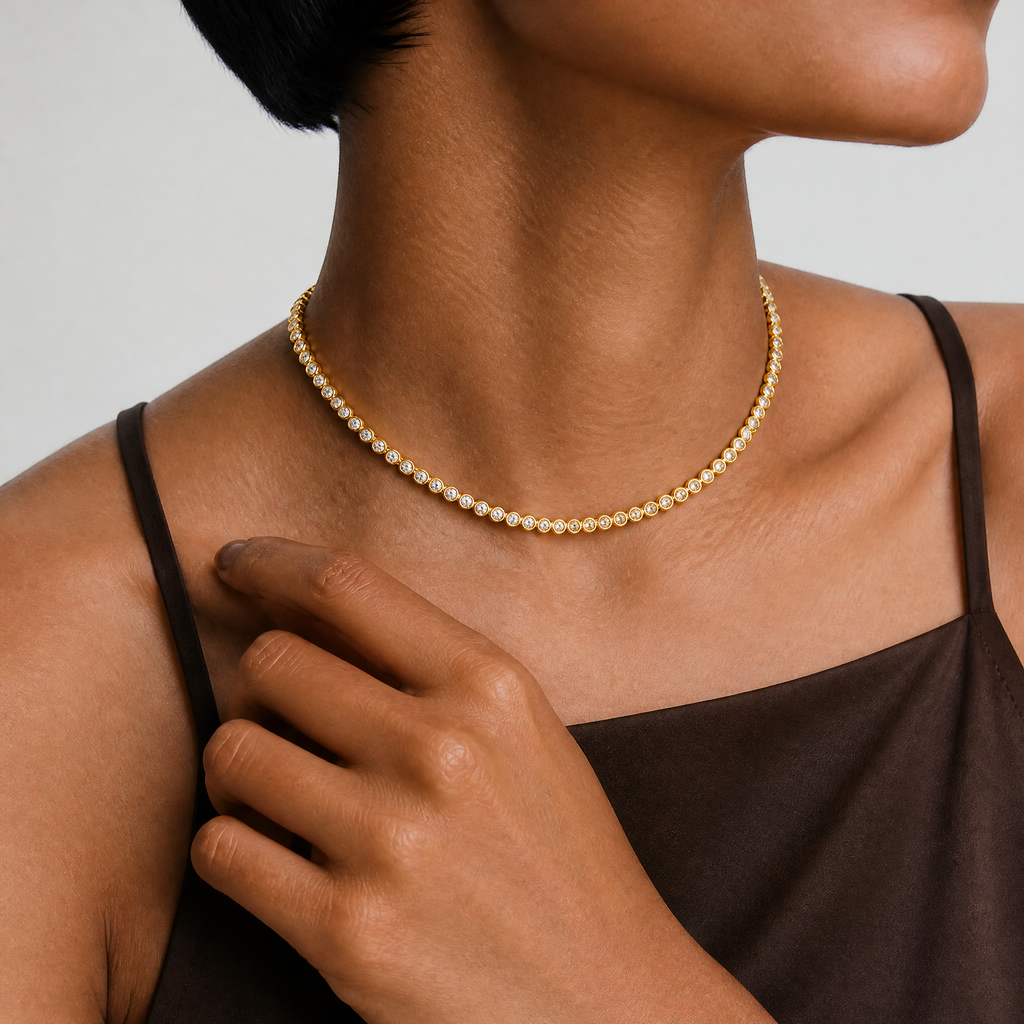 Bezel-Set Tennis Necklace