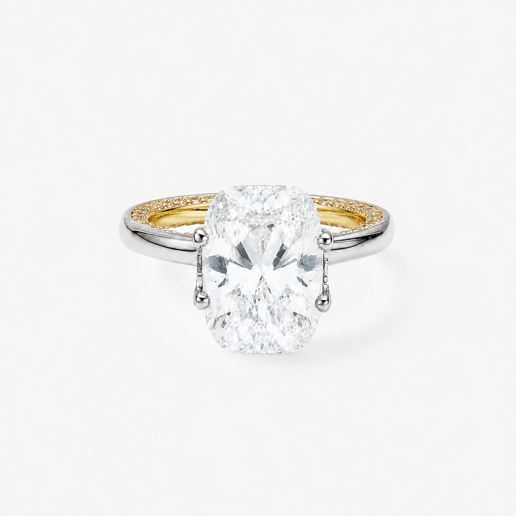 CZ Oval Pave Two-Tone Band Ring