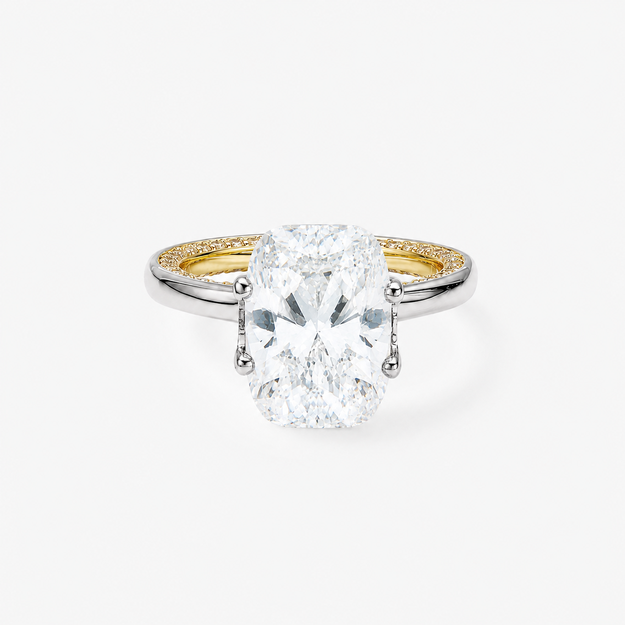 CZ Oval Pave Two-Tone Band Ring