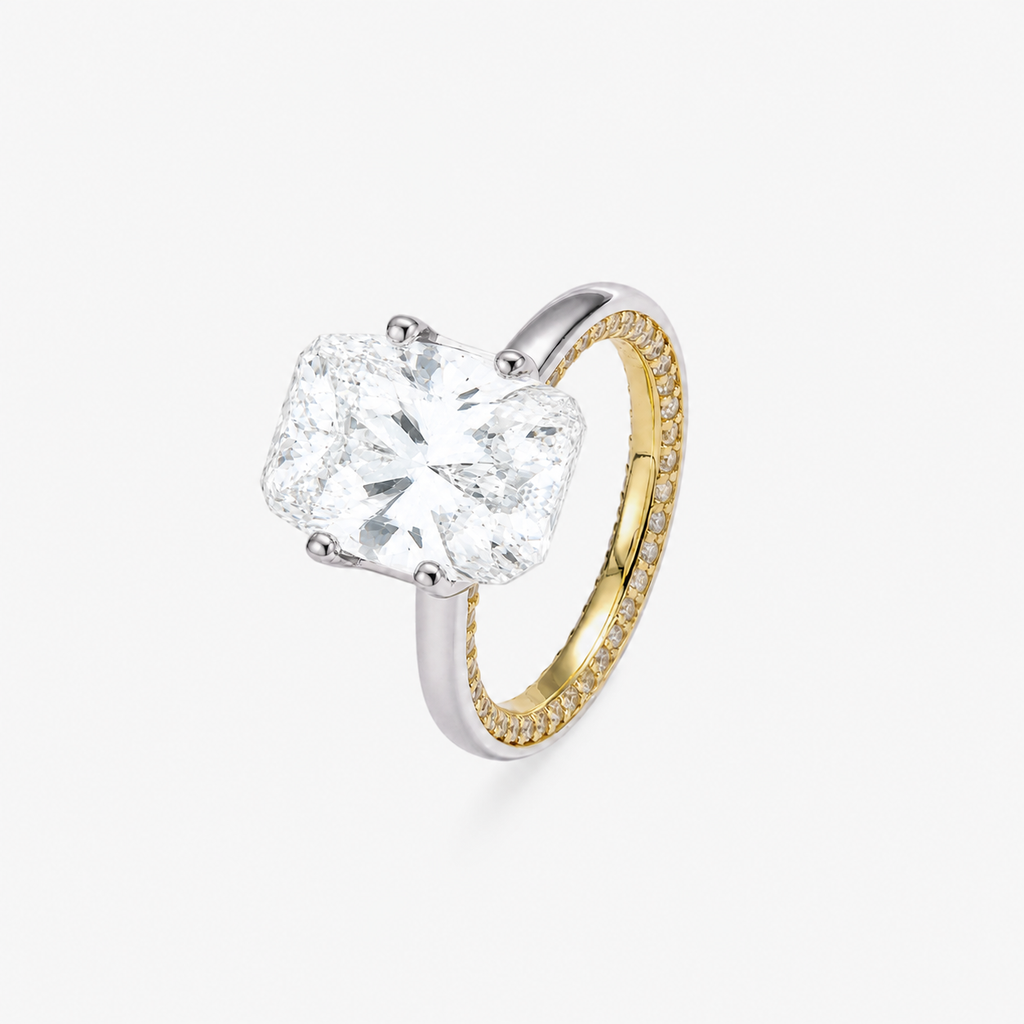 CZ Oval Pave Two-Tone Band Ring