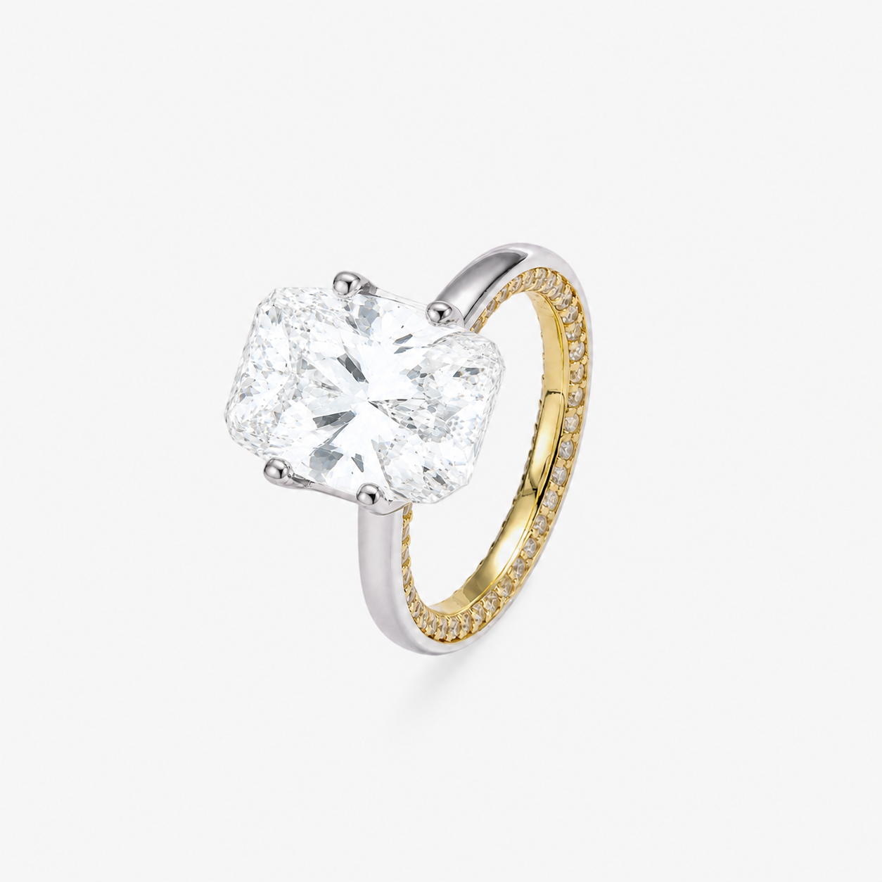 CZ Oval Pave Two-Tone Band Ring