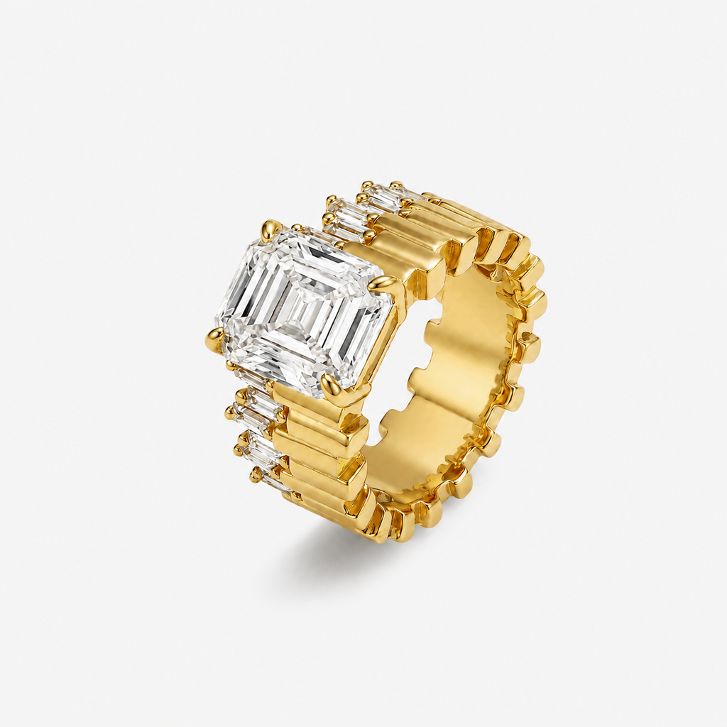CZ Asscher Bold Eternity Line Band Ring