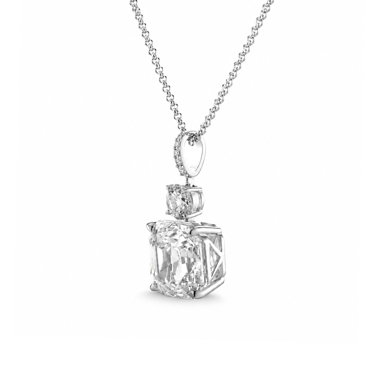 Pavé Bail Asscher Pendant Necklace