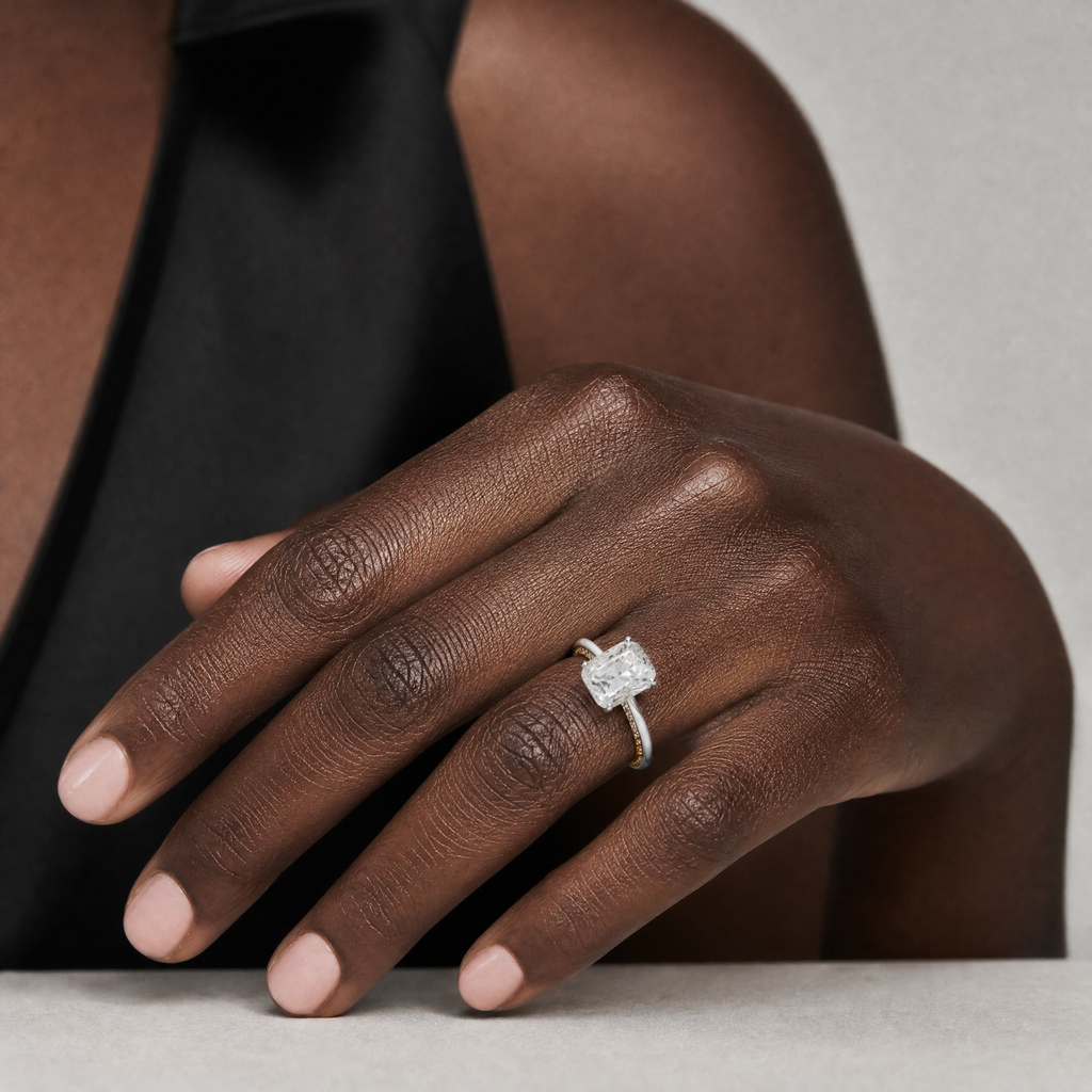 CZ Oval Pave Two-Tone Band Ring