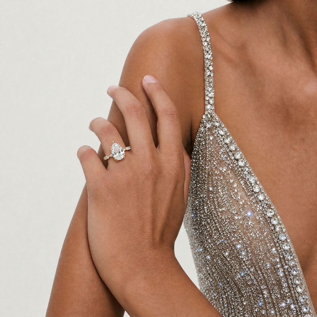 CZ Teardrop & Marquise Full-Pave Ring