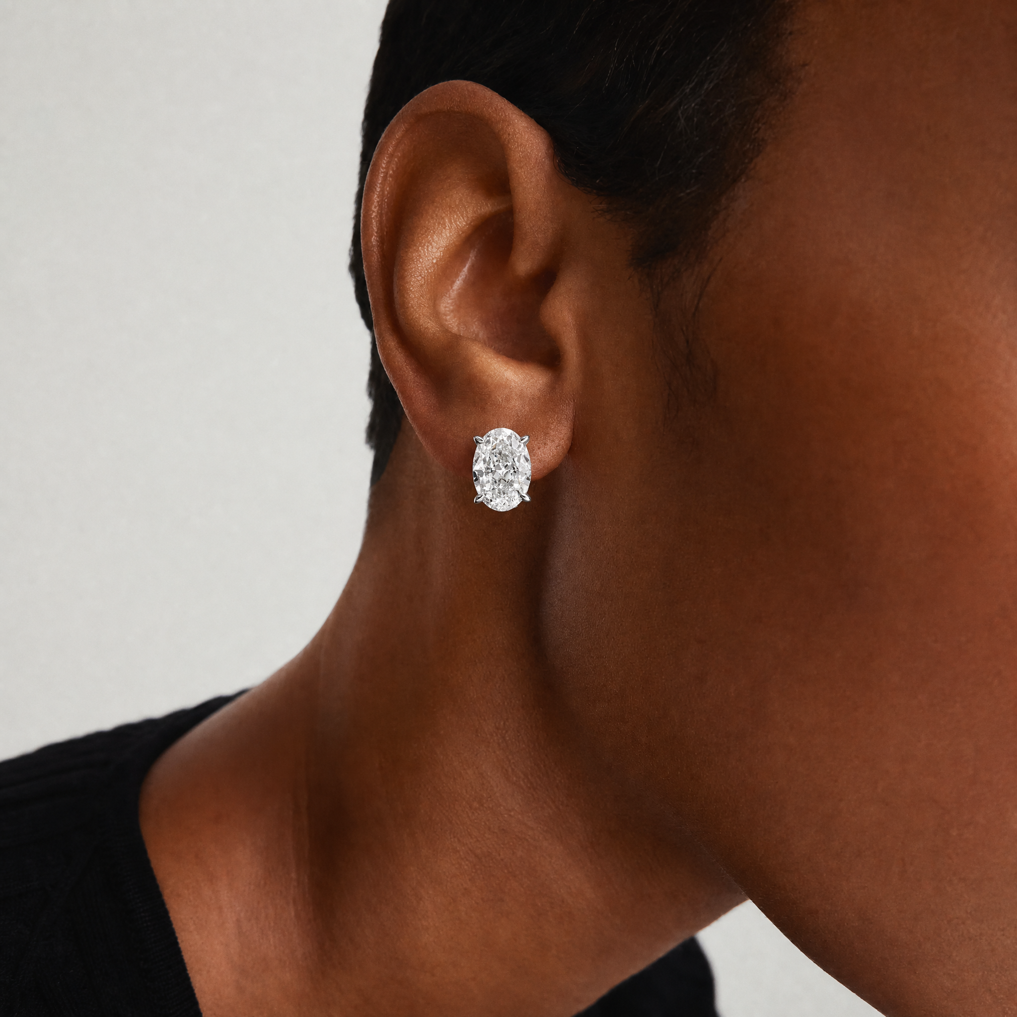 Oval Solitaire Stud Earrings