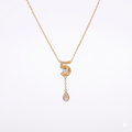 Number Five CZ Drop Pendant Necklace