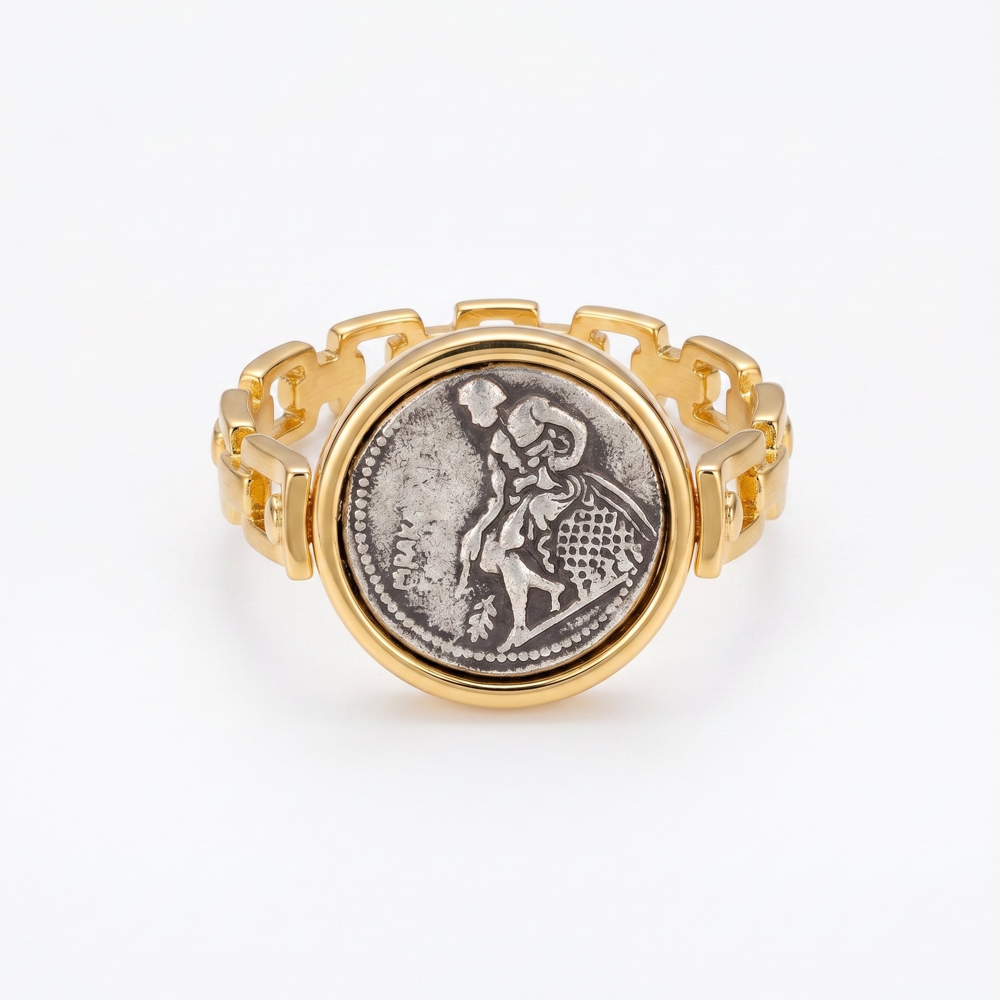 Ancient Coin Chain Link Ring