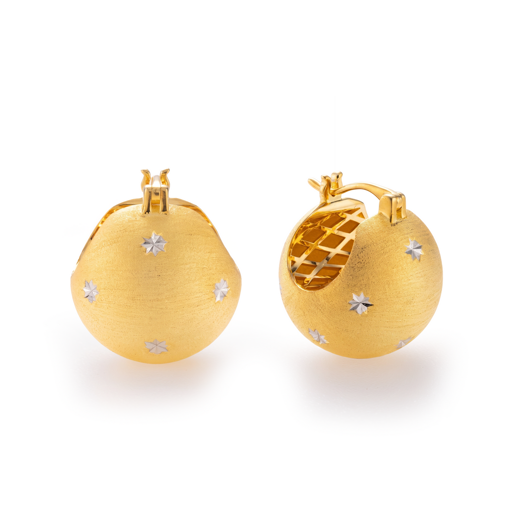 Brushed Stardust Dome Huggie Earrings