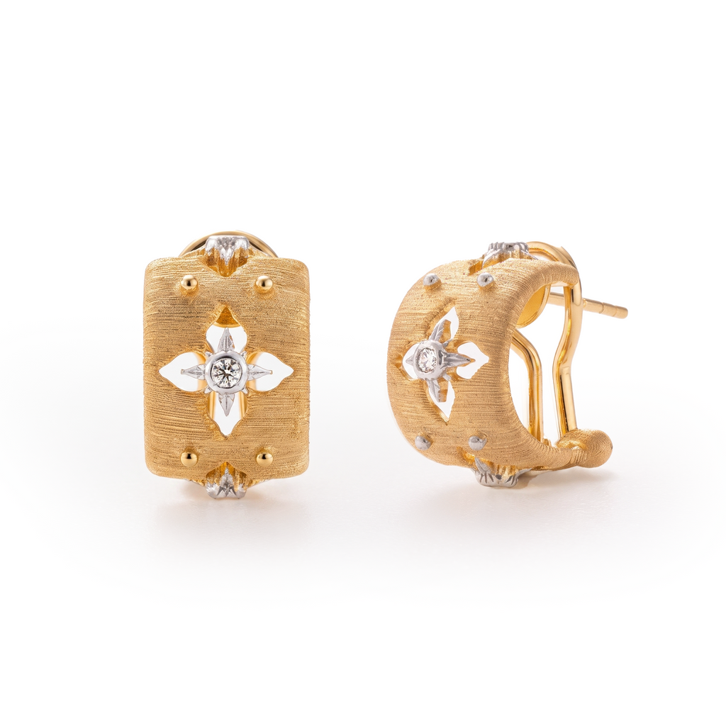 Brushed Florentine Cross Huggie Earrings