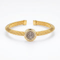 Ancient Coin CZ Texture Open Bracelet