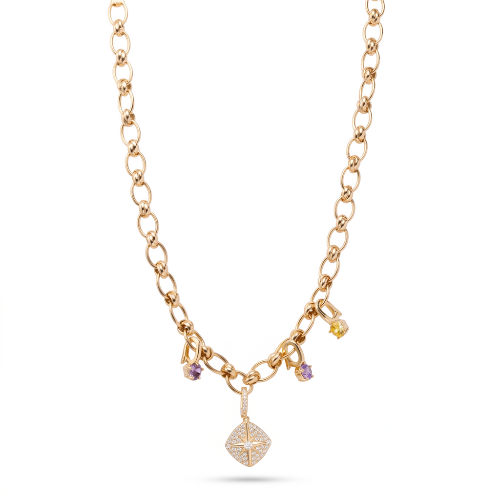 Multi-Charm Chunky Link Necklace