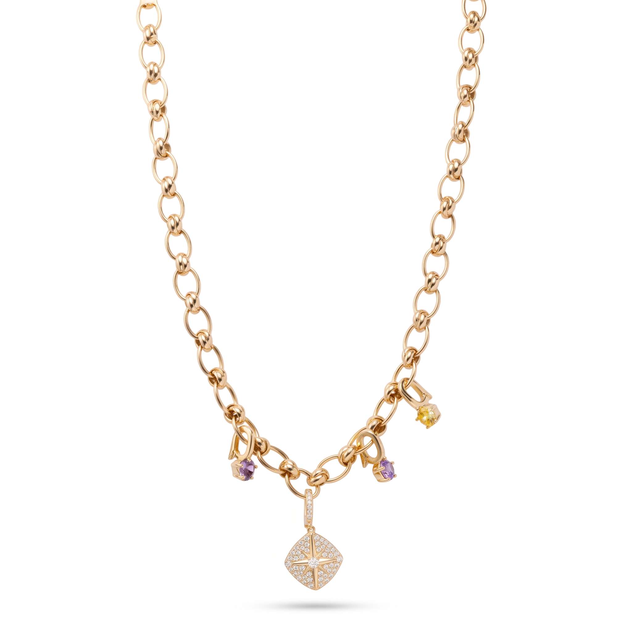 Multi-Charm Chunky Link Necklace