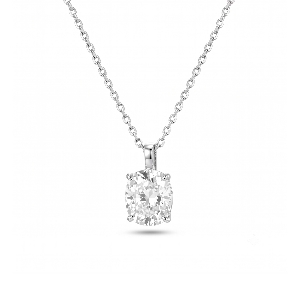 Floating Oval Solitaire Necklace