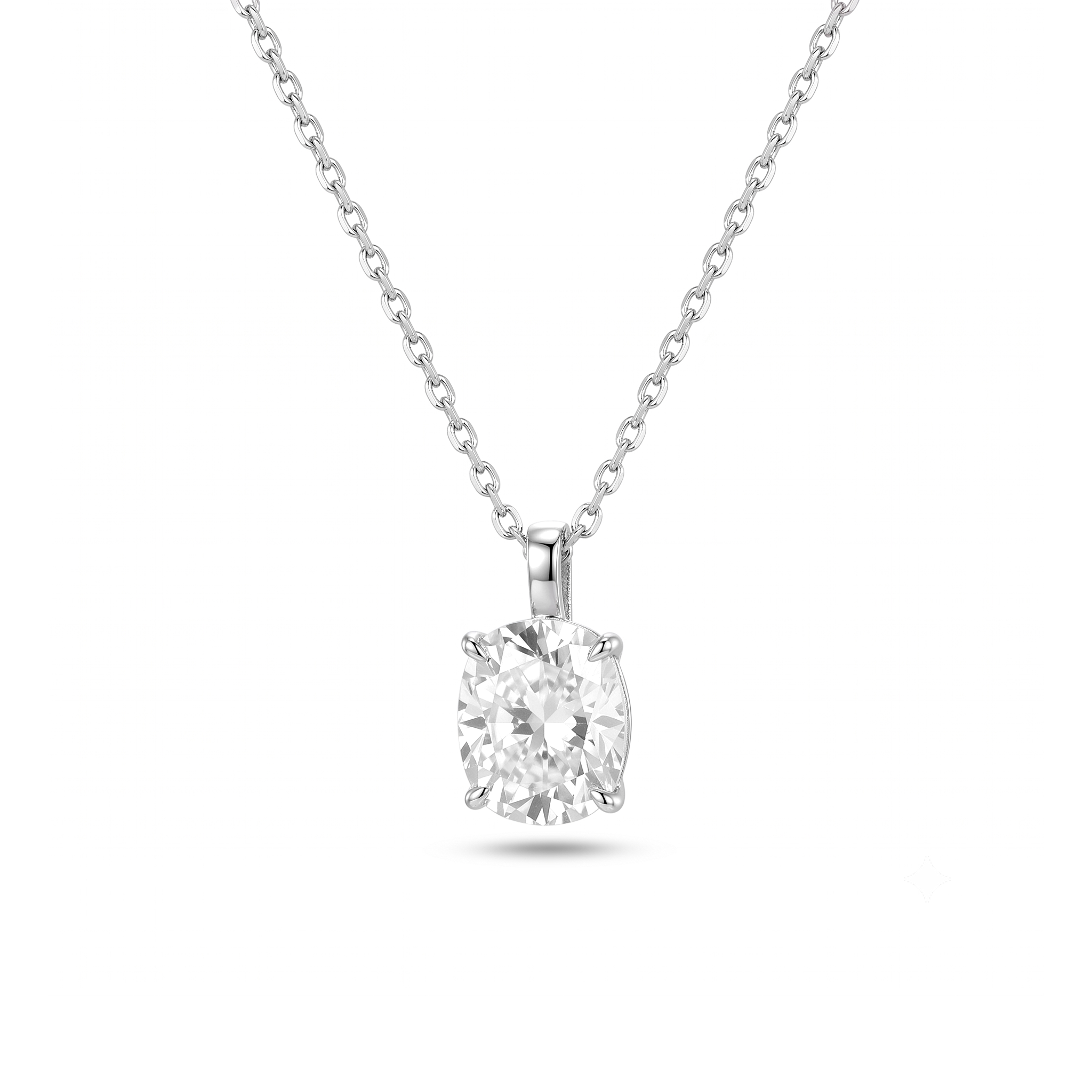 Floating Oval Solitaire Necklace