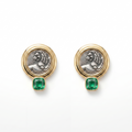 Lion Coin Emerald Drop Earrings