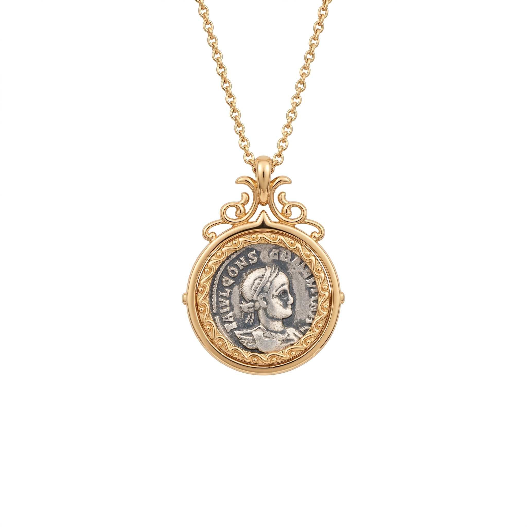 Iris Spinning Coin Pendant Necklace