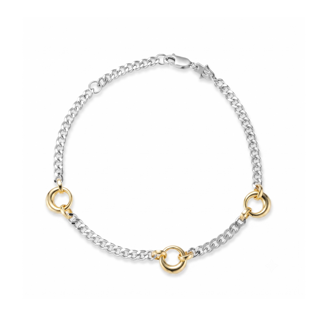 Gold Circle Charm Cuban Bracelet