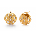 Brushed Crystal Dome Ball Huggie Earrings