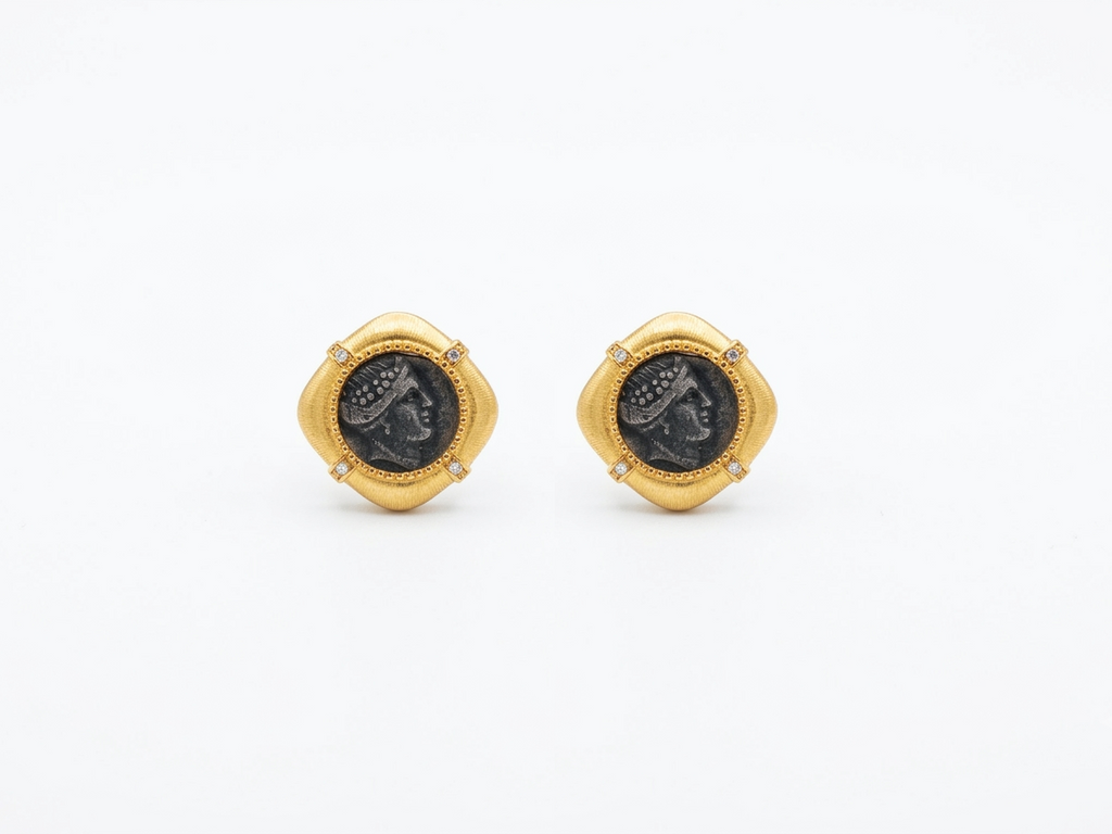 Amazon Warrior Coin Stud Earrings