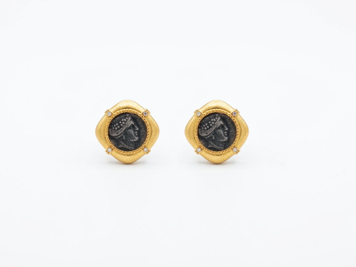 Amazon Warrior Coin Stud Earrings