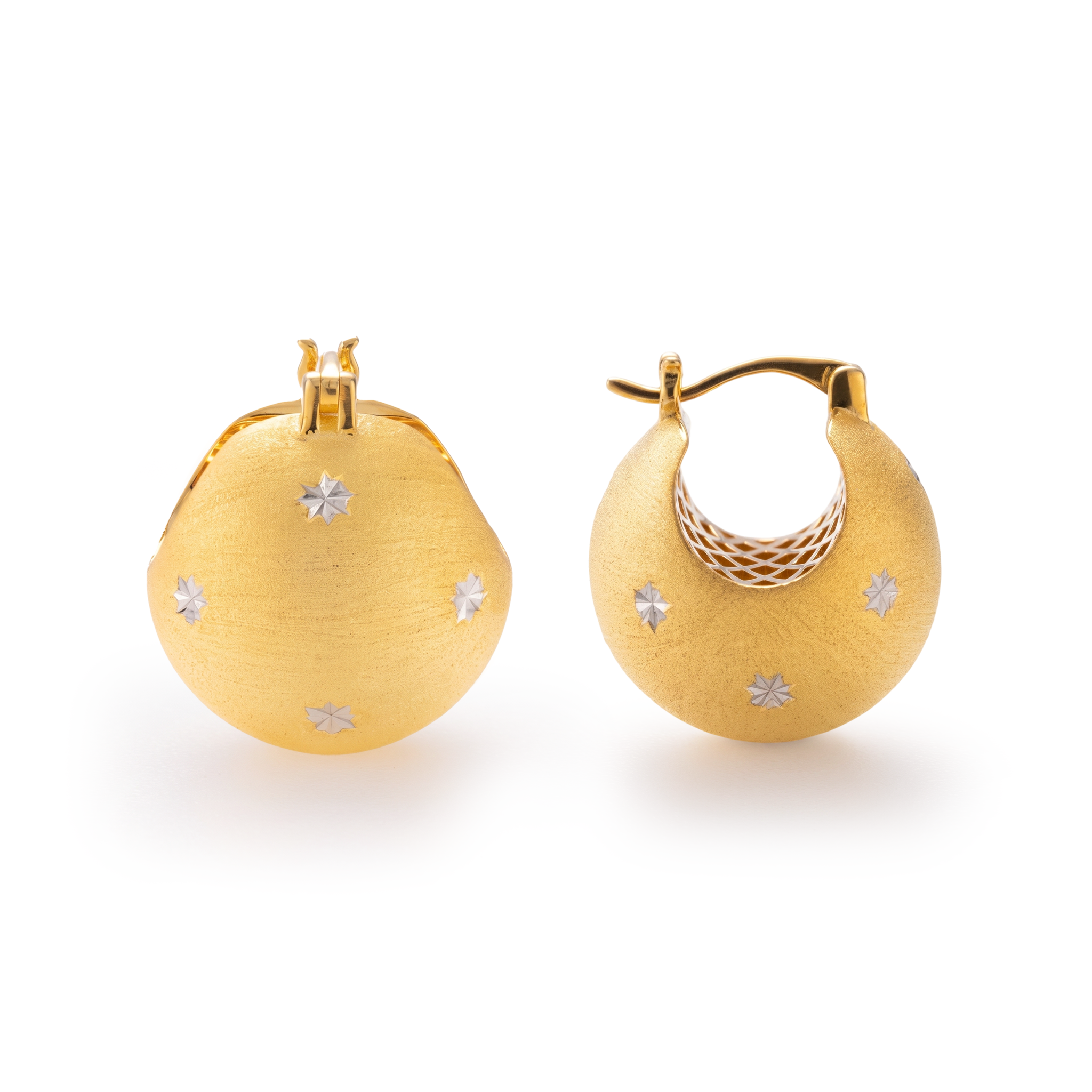 Brushed Stardust Dome Huggie Earrings