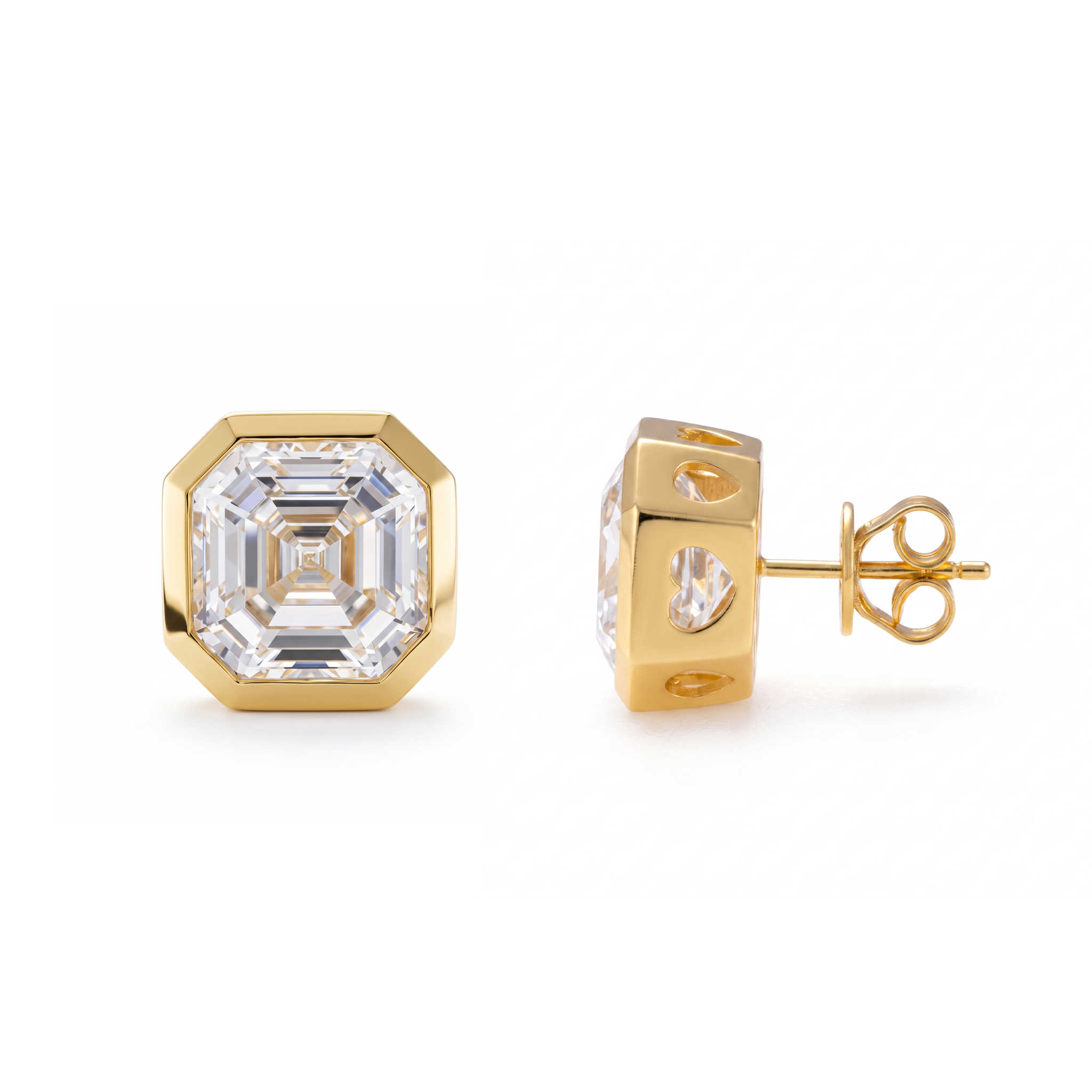 Asscher Bezel Stud Earrings
