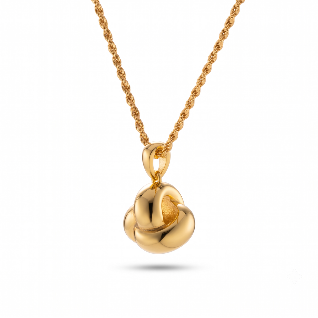 Polished Rope Chain Knot Ball Necklace