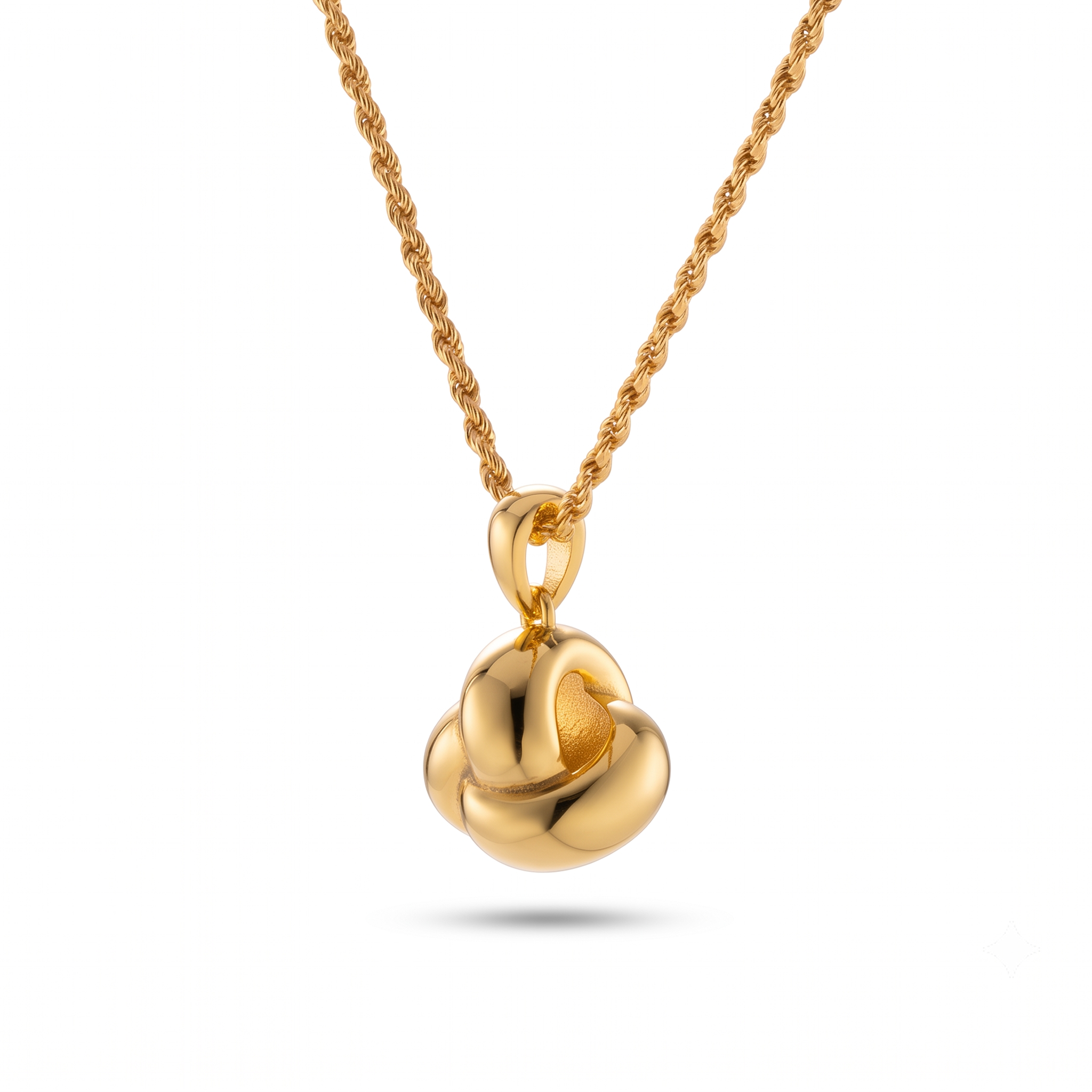 Polished Rope Chain Knot Ball Necklace
