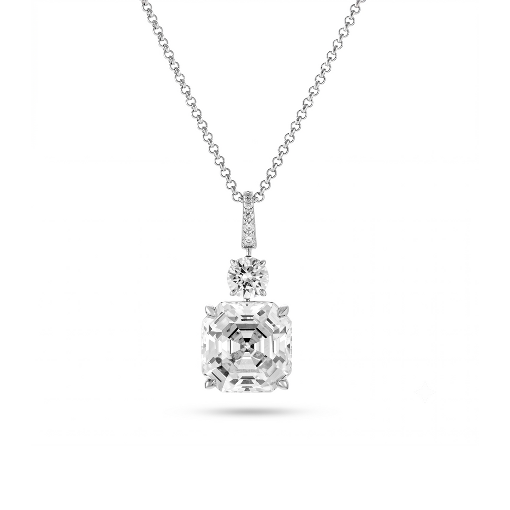 Pavé Bail Asscher Pendant Necklace