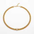 925 Silver Plated 18K Gold Italian Vera V Pavé Mesh Necklace