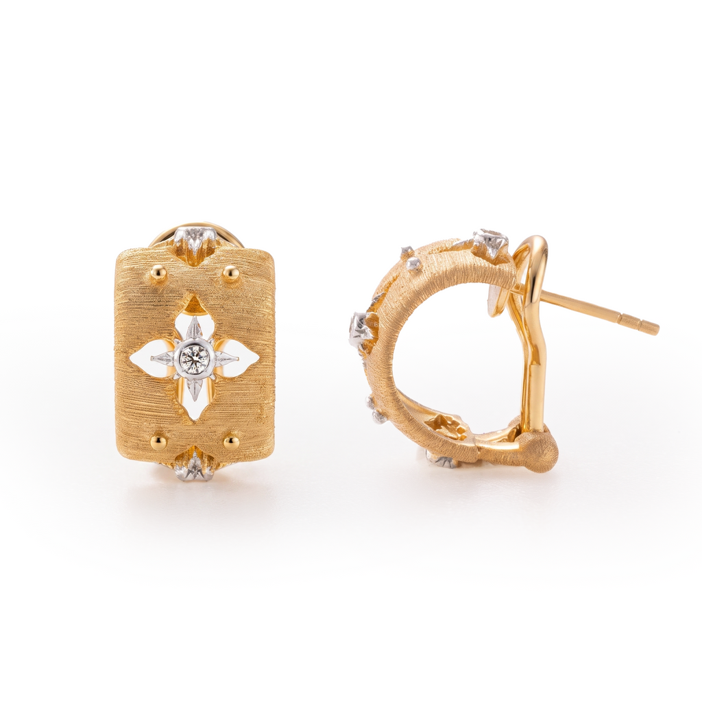 Brushed Florentine Cross Huggie Earrings