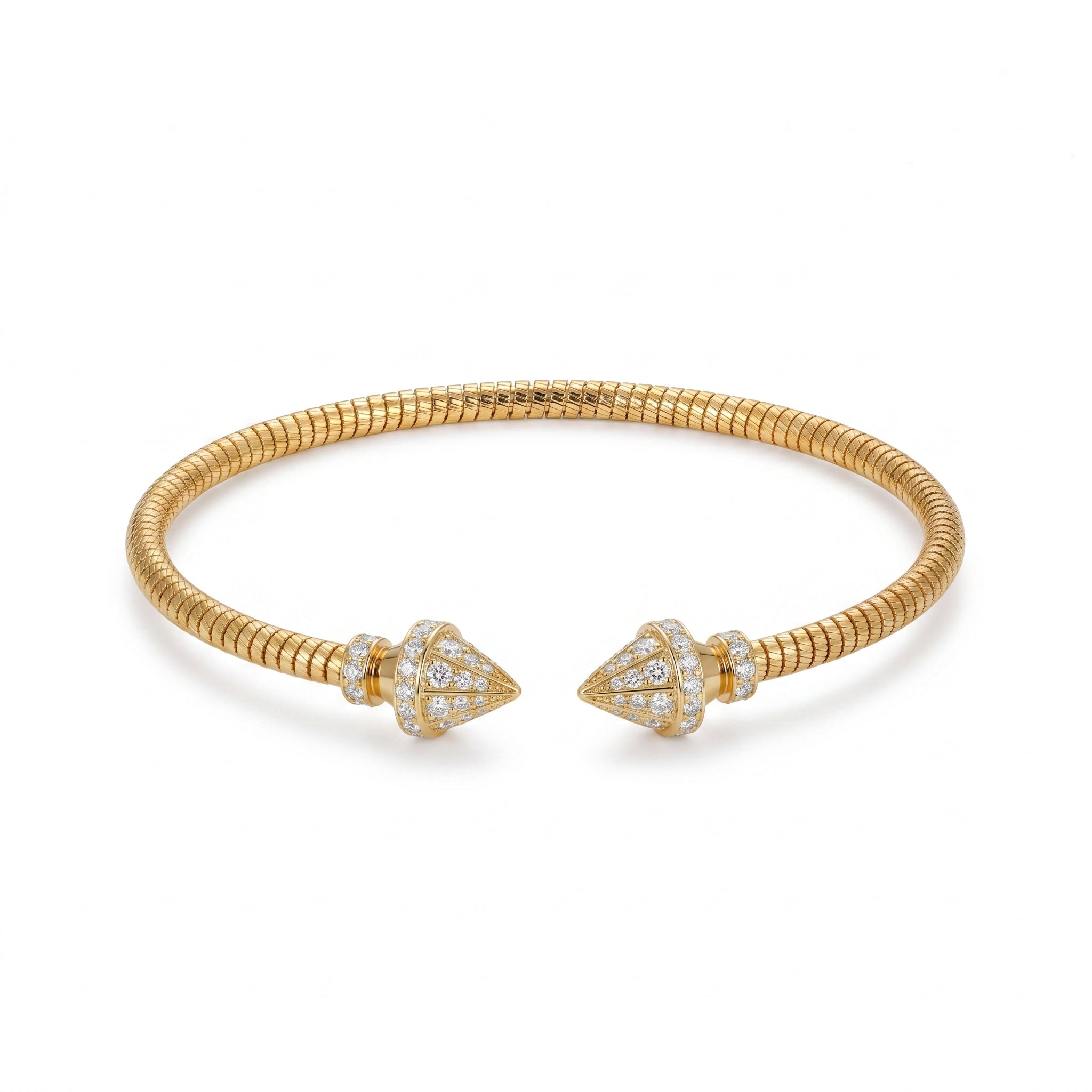 Snake Texture Cone CZ Open Bracelet