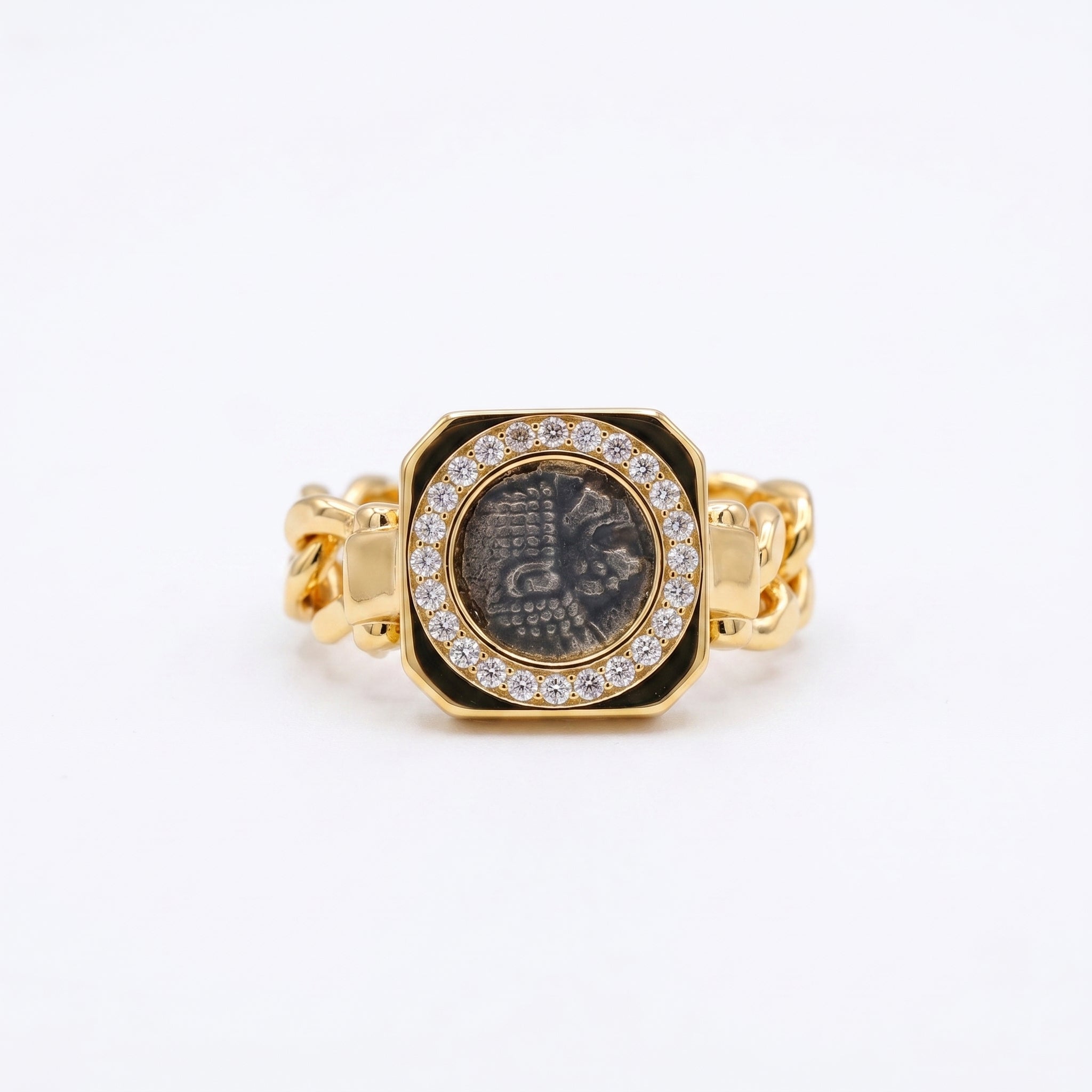 Wheat Braid CZ Cube Open Ring