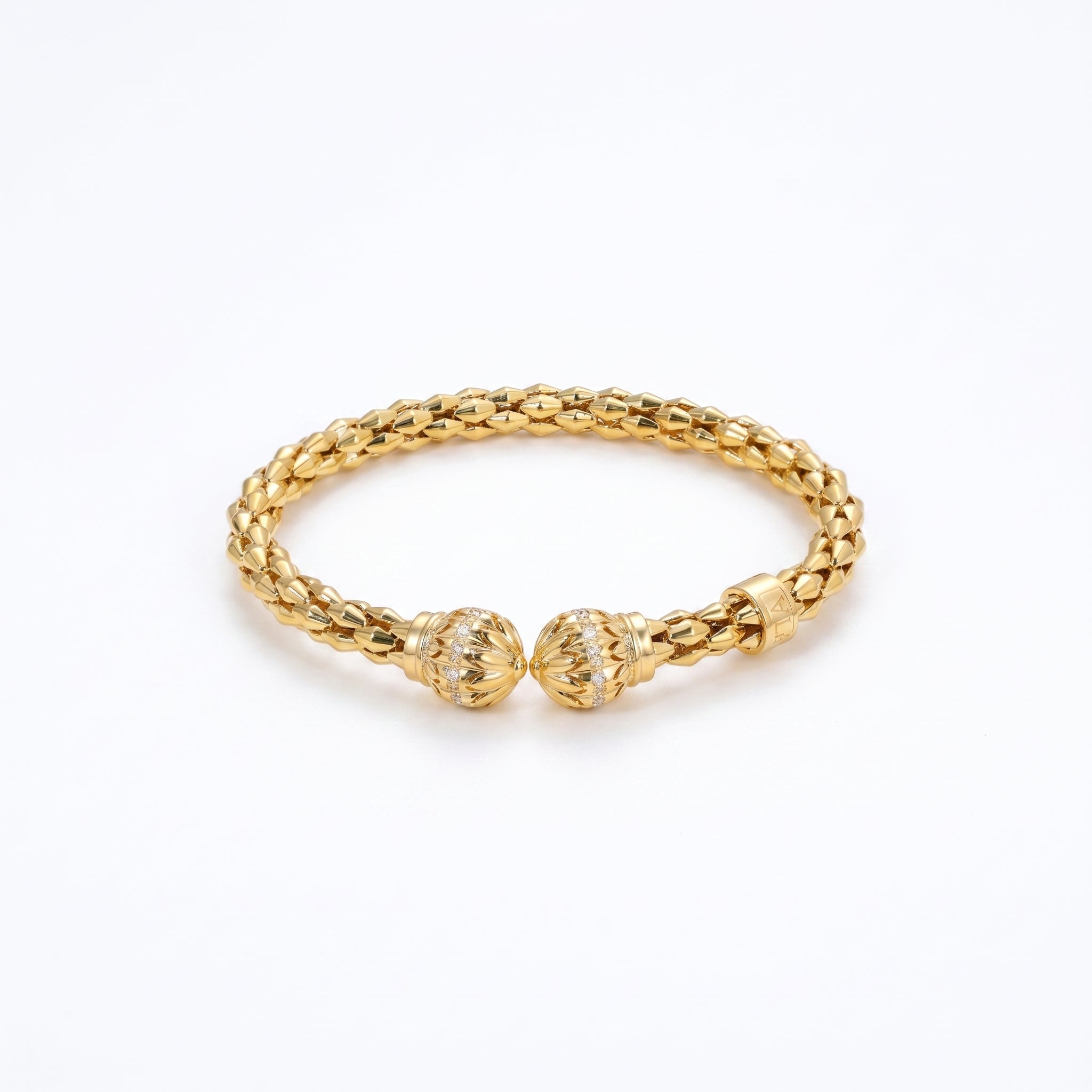 Wheat Weave CZ Open Bracelet