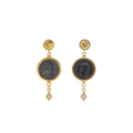 Ancient Coin CZ Drop Earrings