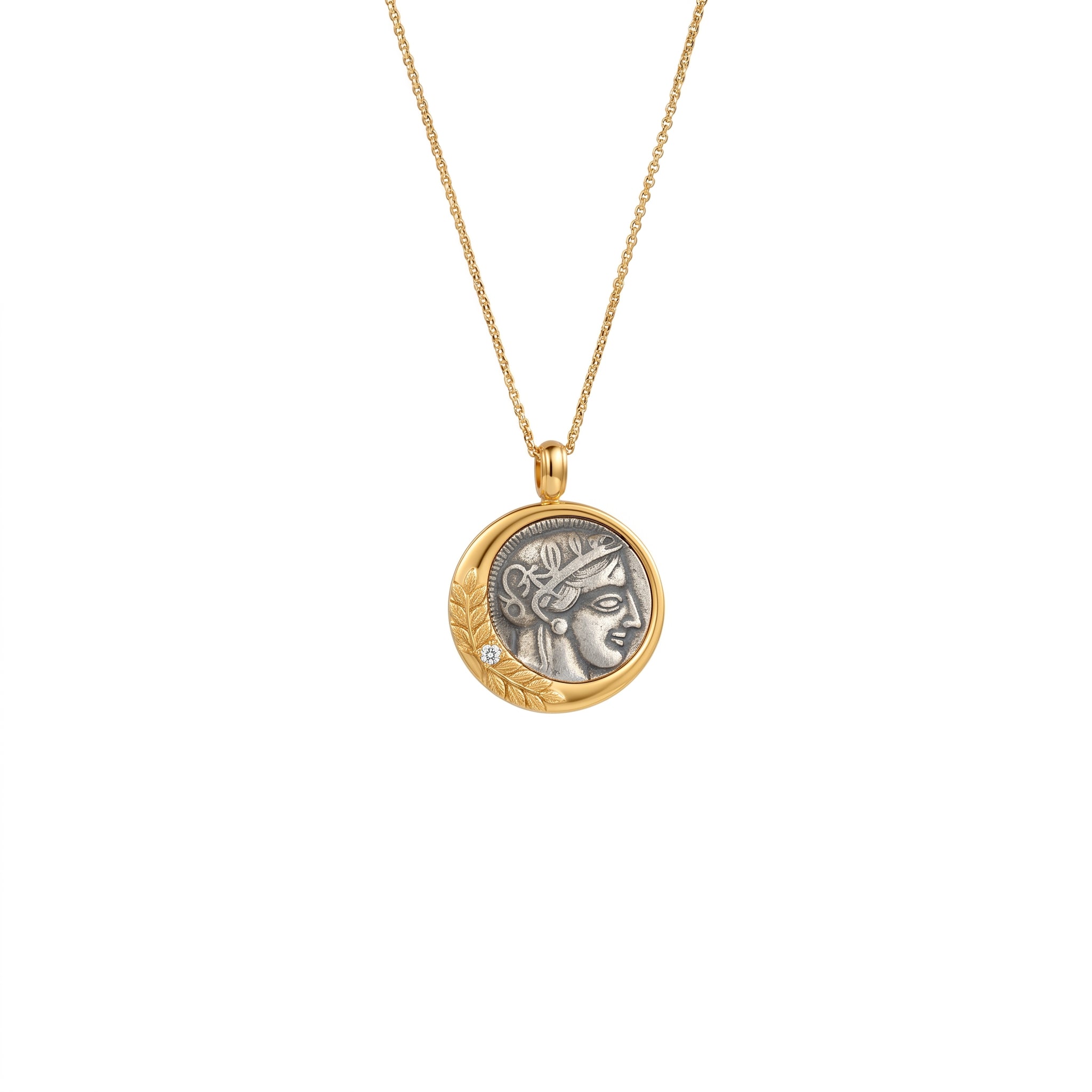 Athena Wheat Coin Pendant Necklace