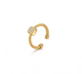 Wheat Weave CZ Cube Open Ring