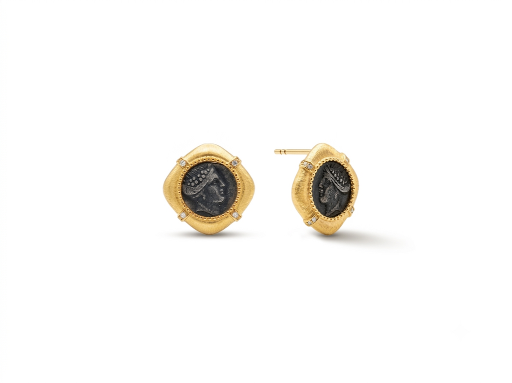 Amazon Warrior Coin Stud Earrings