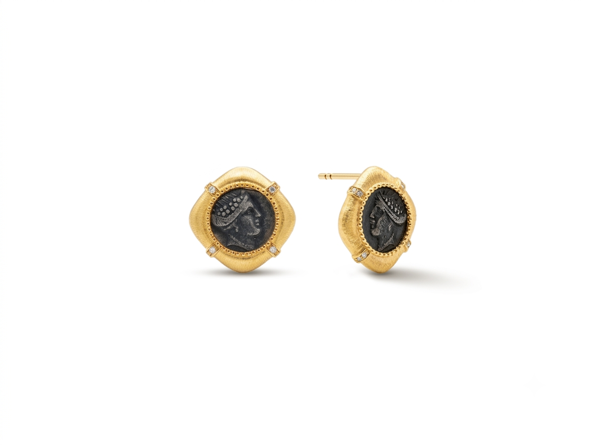 Amazon Warrior Coin Stud Earrings