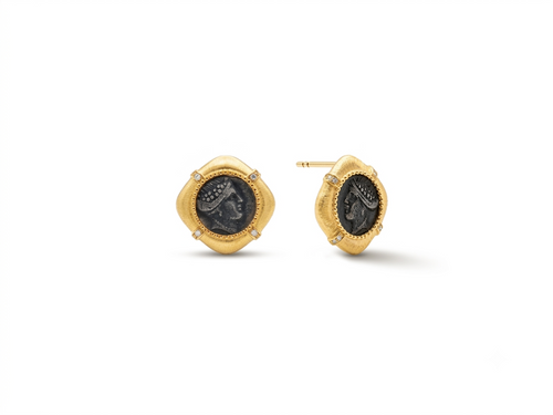 Amazon Warrior Coin Stud Earrings