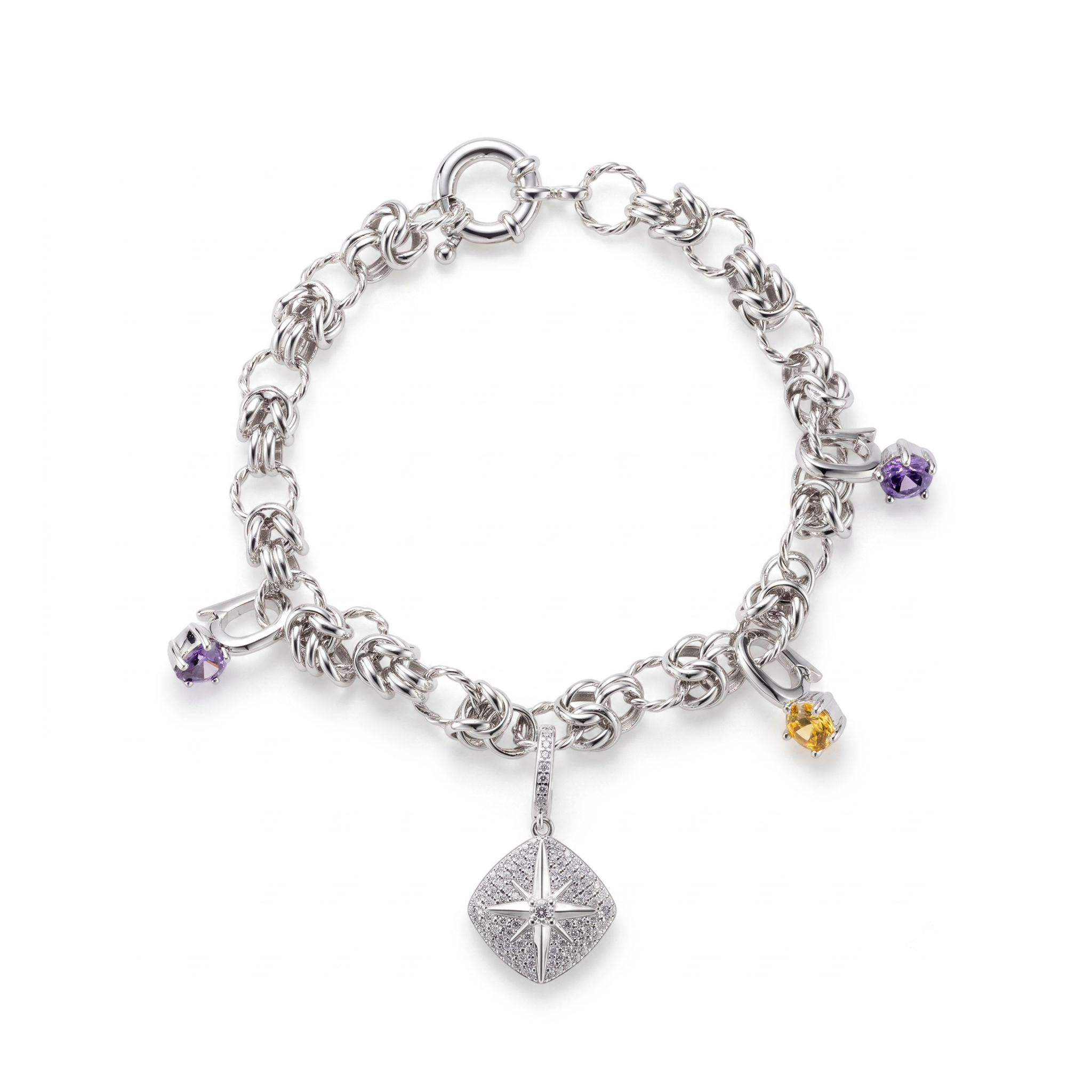Multi-Charm Chunky Link Bracelet