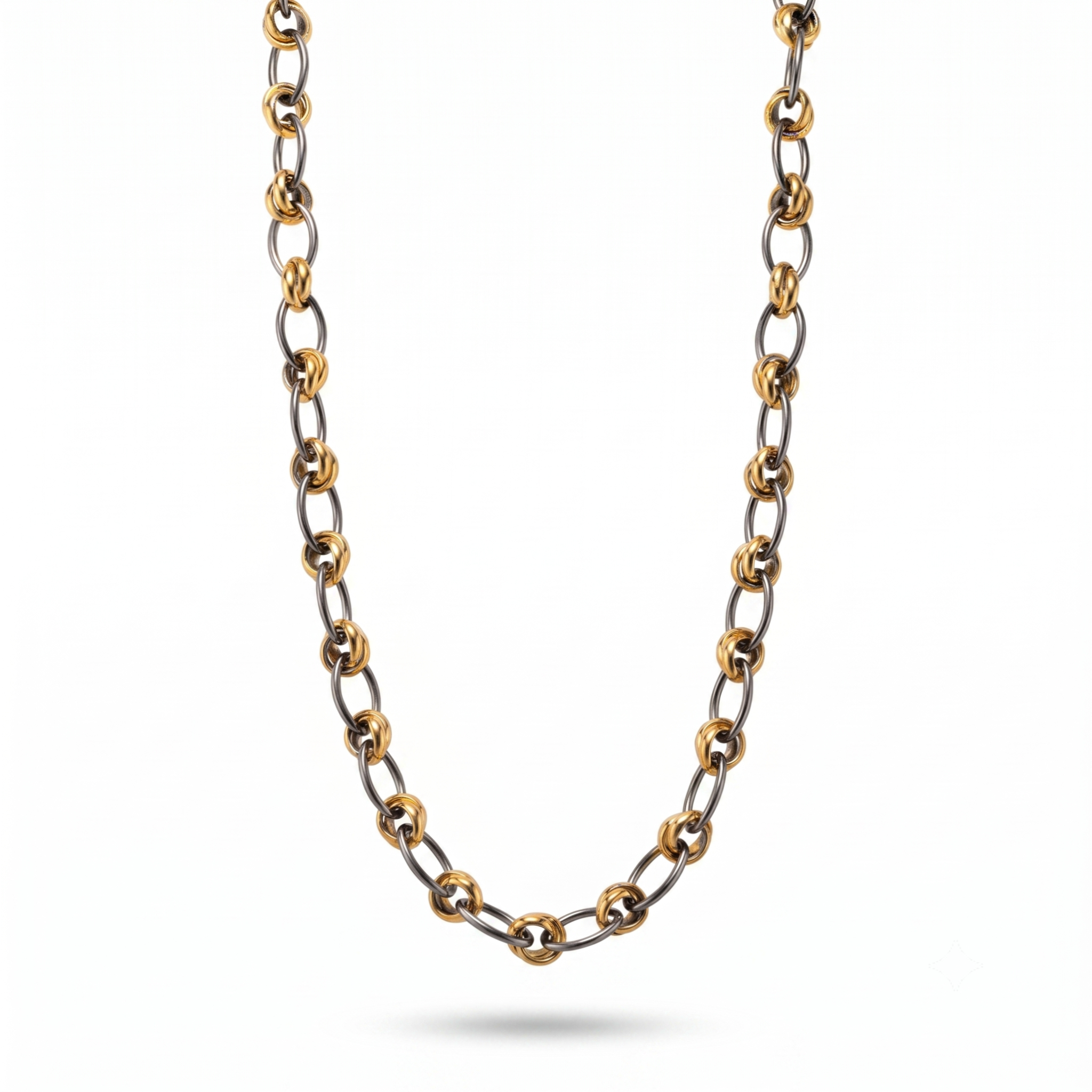 Two-Tone Knot Link Chain Necklace