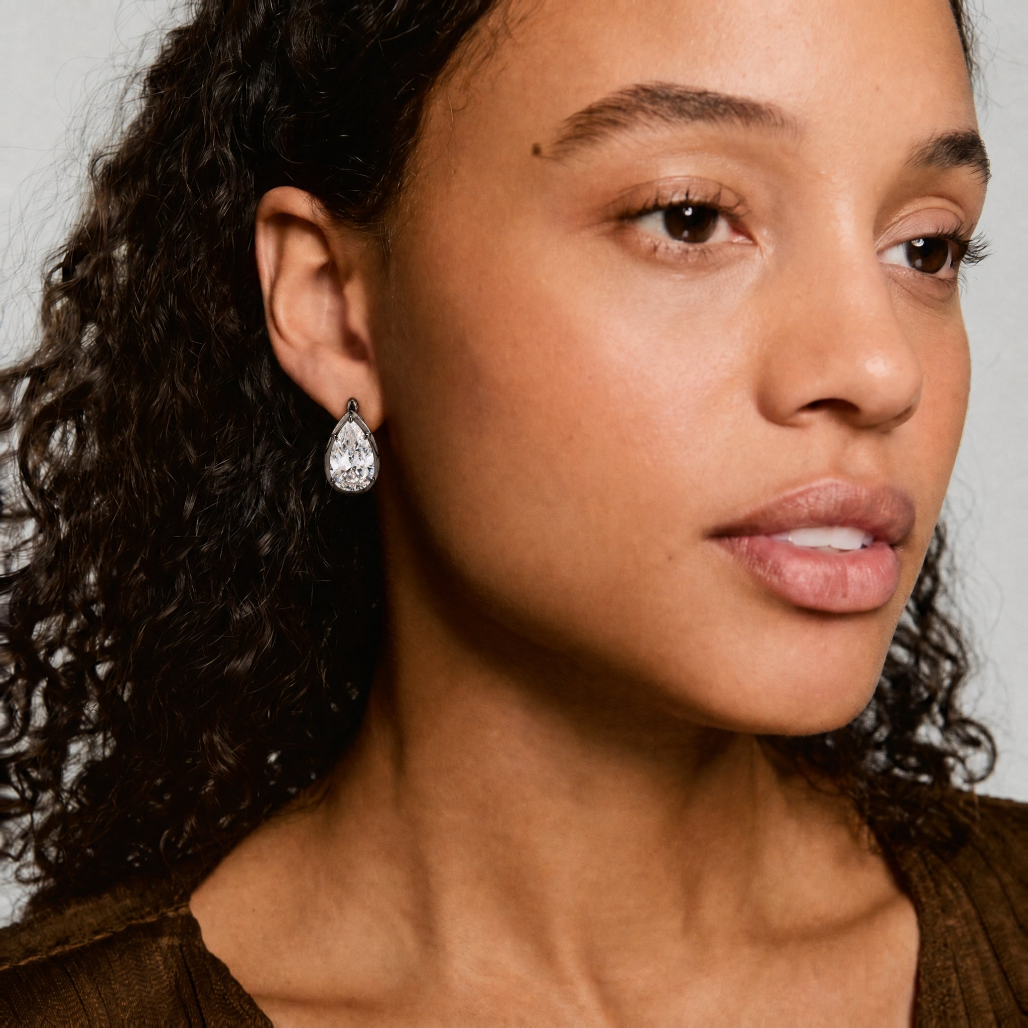 Black-Plated CZ Teardrop Earrings