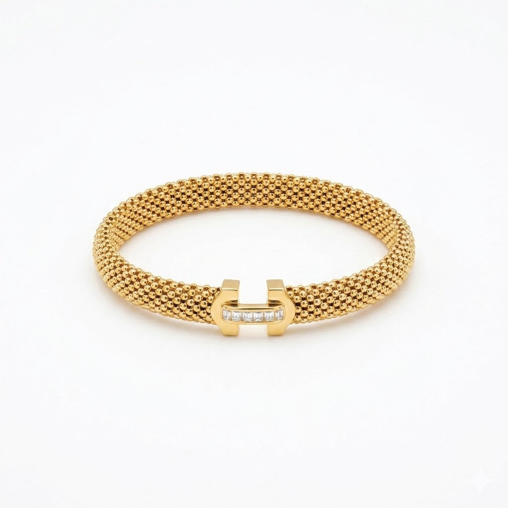 Popcorn Mesh Horseshoe Clasp Bracelet